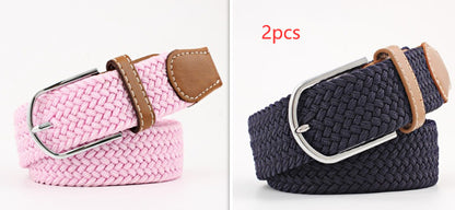 Women's Canvas Student Casual Stretch Braided Needle Buckle Belt - Youthful Confidence