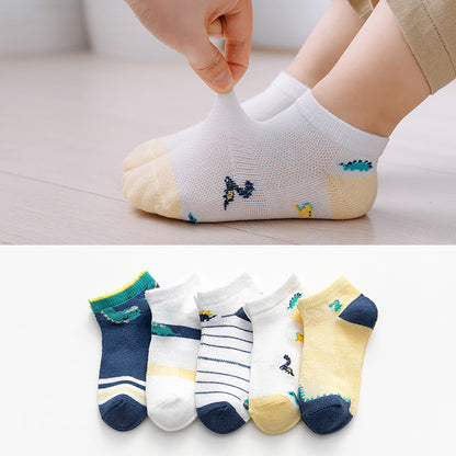 Mesh Children's Socks Cartoon Embroidered Children's Boat Socks Emoticons