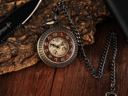 Large Flip Mechanical Pocket Watch Roman Carved Hollow Classic Mechanical Watch Pocket Watch