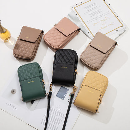 Plädsömnad Design Mobiltelefonväskor för kvinnor Enkelt spänne Multifunktionell Crossbody axelväska