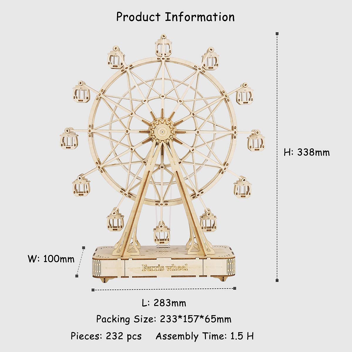 Rowood 3D Puzzles For Adults Model Kits For AdultsWooden Music BoxDIY Craft Kits For Adults Teen Boy Gifts On Birthday Christmas  Ferris Wheel