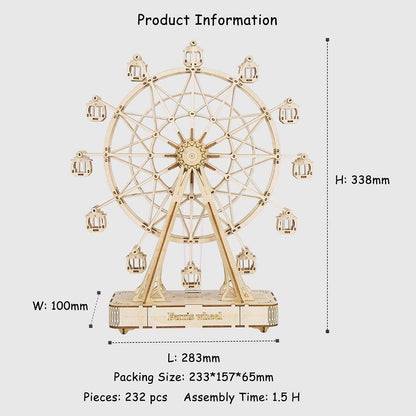 Rowood 3D Puzzles For Adults Model Kits For AdultsWooden Music BoxDIY Craft Kits For Adults Teen Boy Gifts On Birthday Christmas  Ferris Wheel