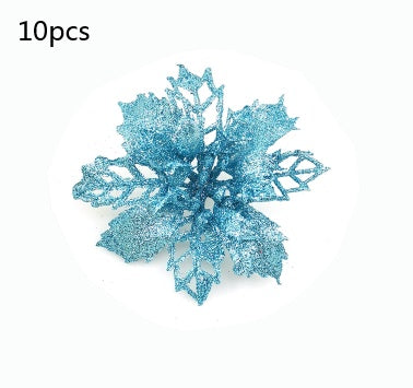 Glitter Artifical Christmas Flowers Christmas Tree Decorations For Home Fake Flowers Xmas Ornaments New Year Decor