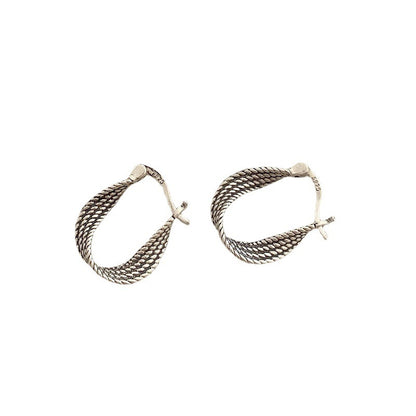 Twist Ear Clip S925 Sterling Silver Retro Twisted Ear drop örhänge