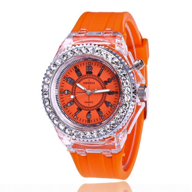 LED Luminous Watches Geneva Dam Quartz Watch Dam Dam Silikon Armband Klockor