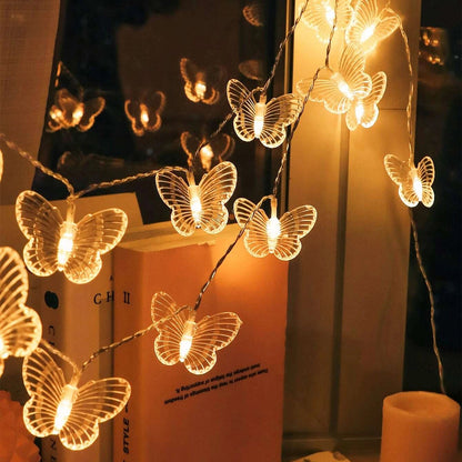 Guirlande lumineuse de décoration de noël papillon, 3 mètres, 20 lumières