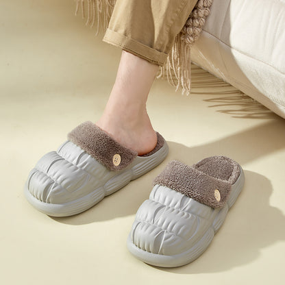 Removable Fluffy Shoes Warm Fuzzy Slippers Waterproof Non-Slip Indoor House Shoes For Women Men