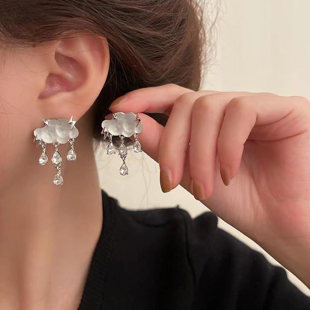 S925 Silver Cloud Lightning Raindrop Earrings