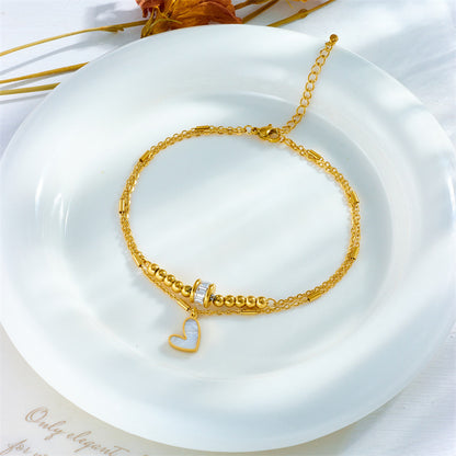 Modesmycken Boho Klassisk Kärlek Hjärta Fotledskedja Dubbelskiktad Kedja Armband Fotlänk Charm Tofs Benkedja På Fotkedja Kvinnor Festsmycken Accessoarer