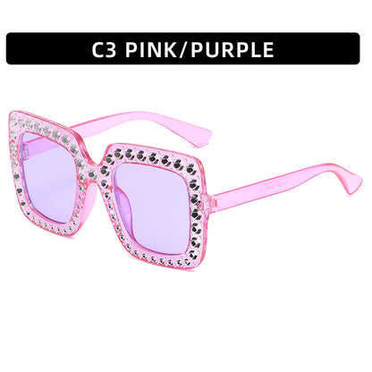 Large Square Frame With Rhinestones Sunglasses Personality Street Style Fashion Glasses Summer