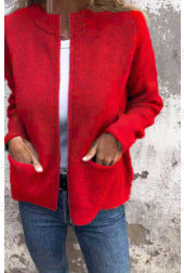 Women's Casual Solid Color Pocket Cardigan Coat