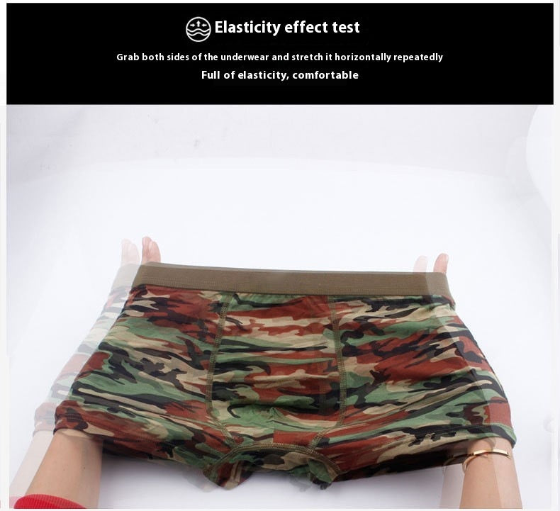 Kamouflage Herrunderkläder Modal Andningsbara Boxers Med Mellanhög Midja Mönstrade Boxers