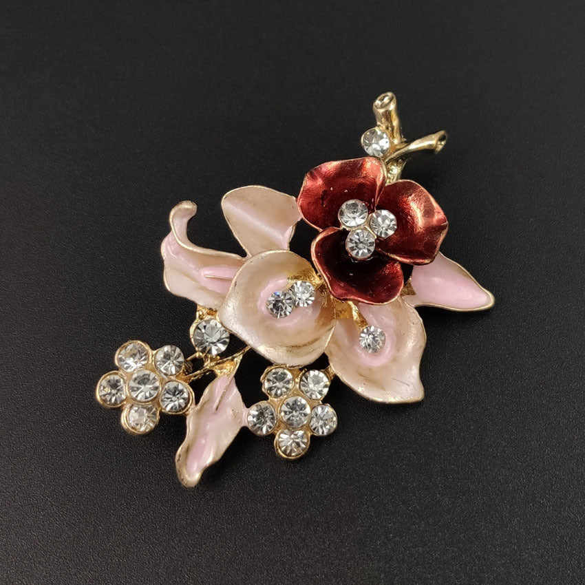 Broche de Corsage de fleur de diamant faite à la main, broche goutte à goutte d'huile, broche de collier