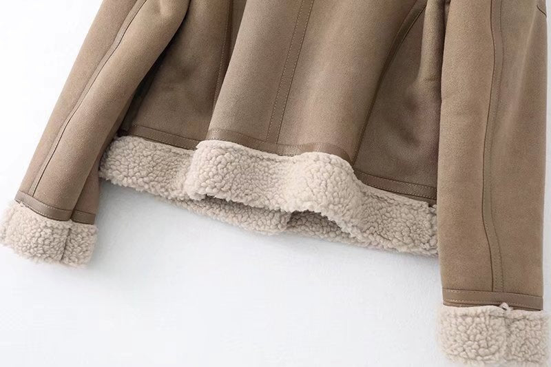 Polaire automne et hiver veste de fourrure en daim moto