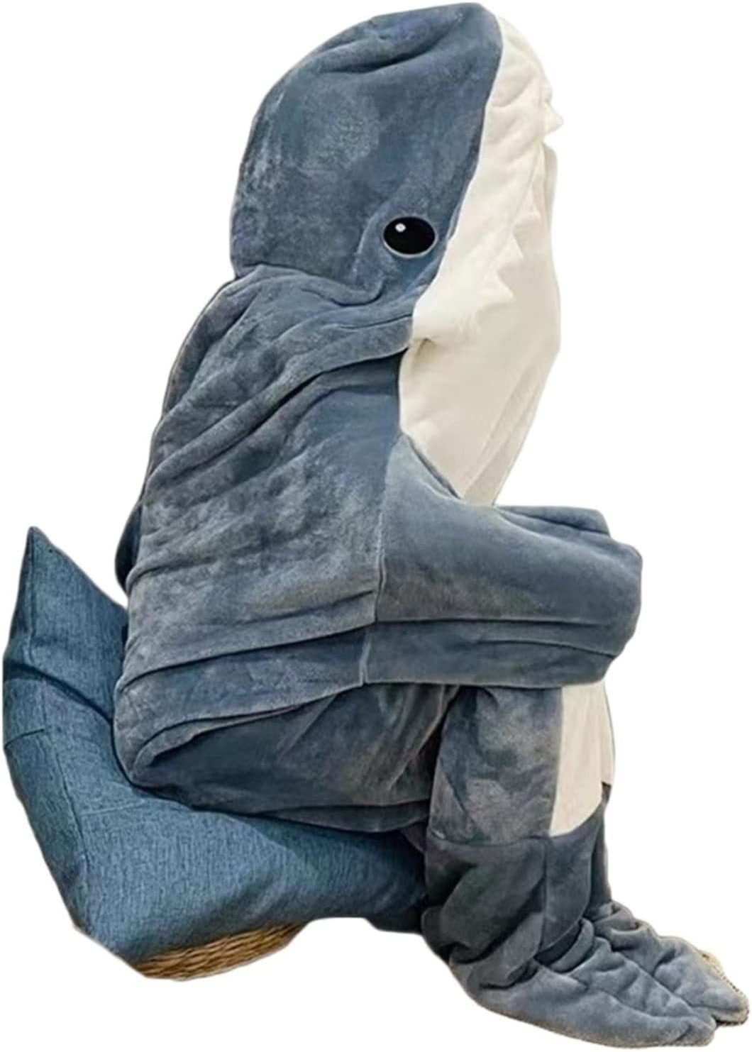 Home Soft Flannel Shark Blanket Hoodie