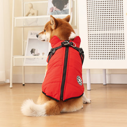 Pet Warm Dog Cotton-padded Clothes Fleece-lined Thickened Reflective Gallus