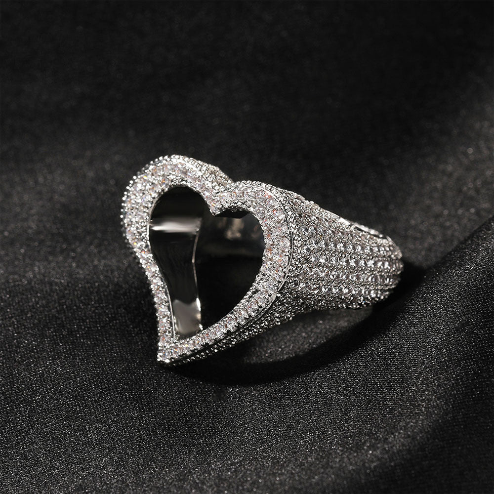 Mode Personlighet Hollow Heart Zircon Ring