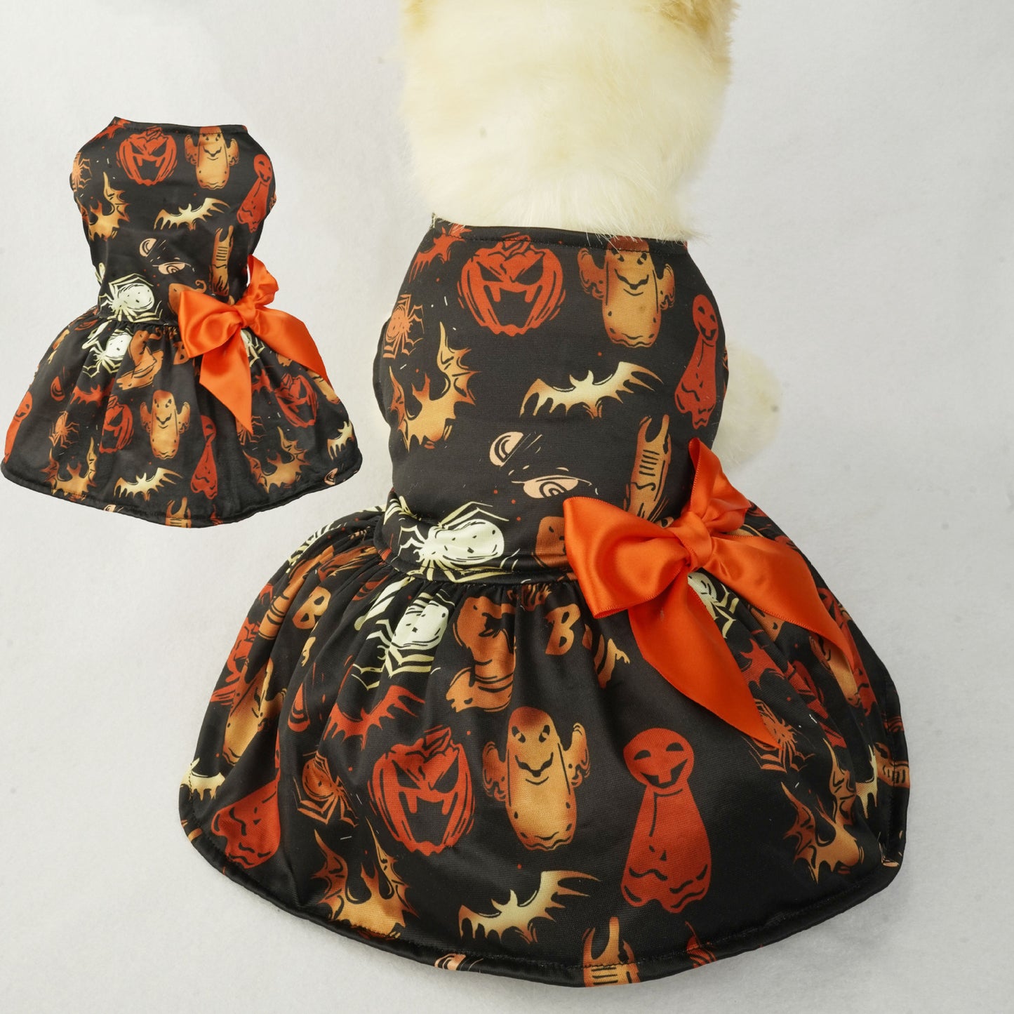 Vêtements d'halloween pour petits chiens, robe en maille imprimée citrouille, Chihuahua Yorkie, vêtements de fête pour animaux de compagnie, Costume pour chat et chien