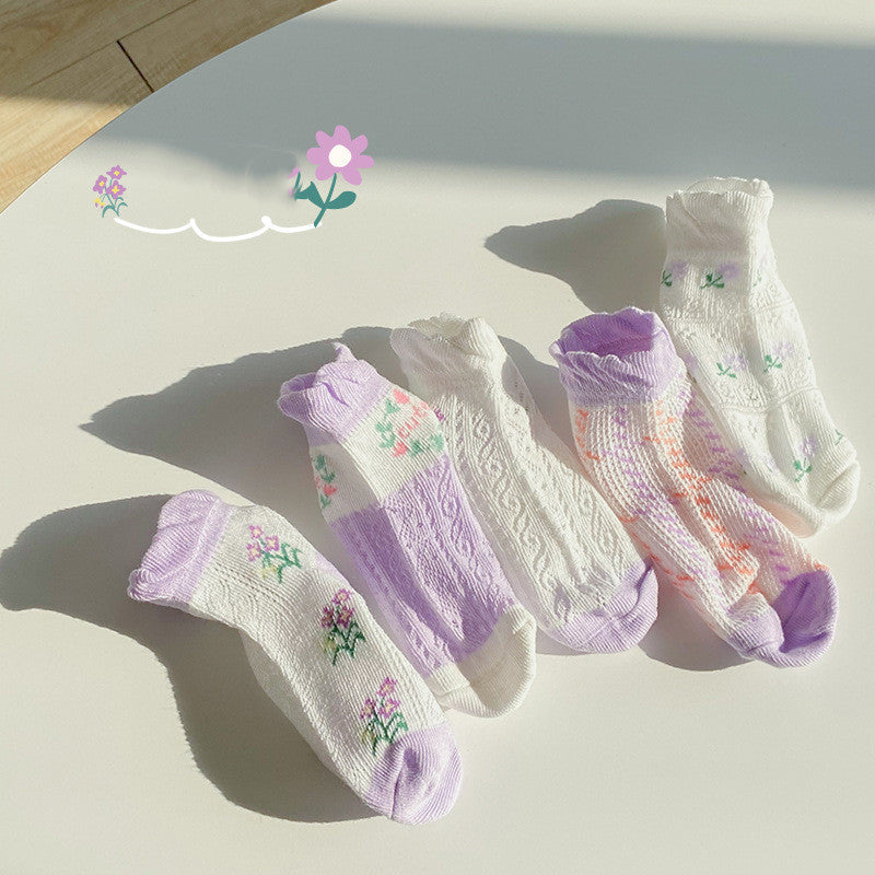 Cotton Bubble Mouth Lace Girls Socks