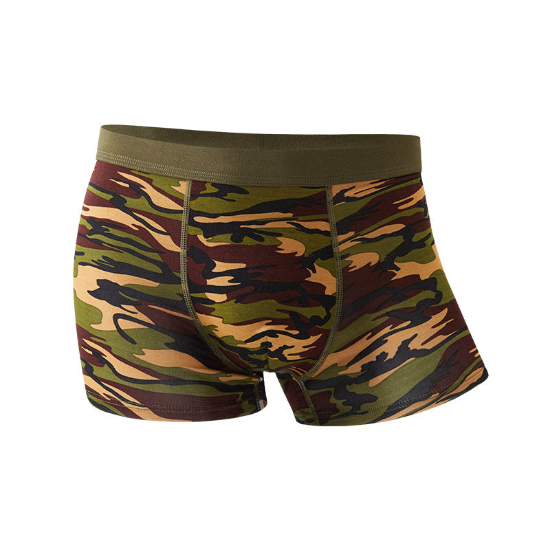 Kamouflage Herrunderkläder Modal Andningsbara Boxers Med Mellanhög Midja Mönstrade Boxers