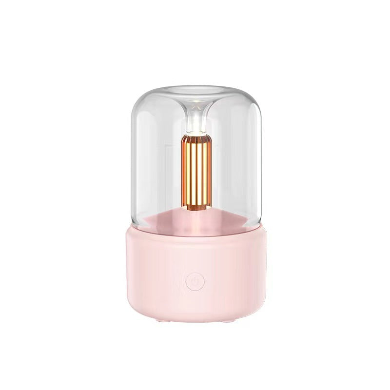 Atmosfärsljusluftfuktare med levande ljus, aromdiffusor, bärbar 120 ml elektrisk USB-luftfuktare, sval dimmaskin, dimmaskin, 8-12 timmar med LED-nattljus