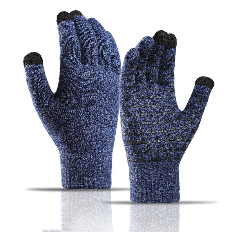 Winter Knitted Gloves For Men And Women Warm Cycling Anti-Cold Anti-Slip Triangular Offset Warm Gloves