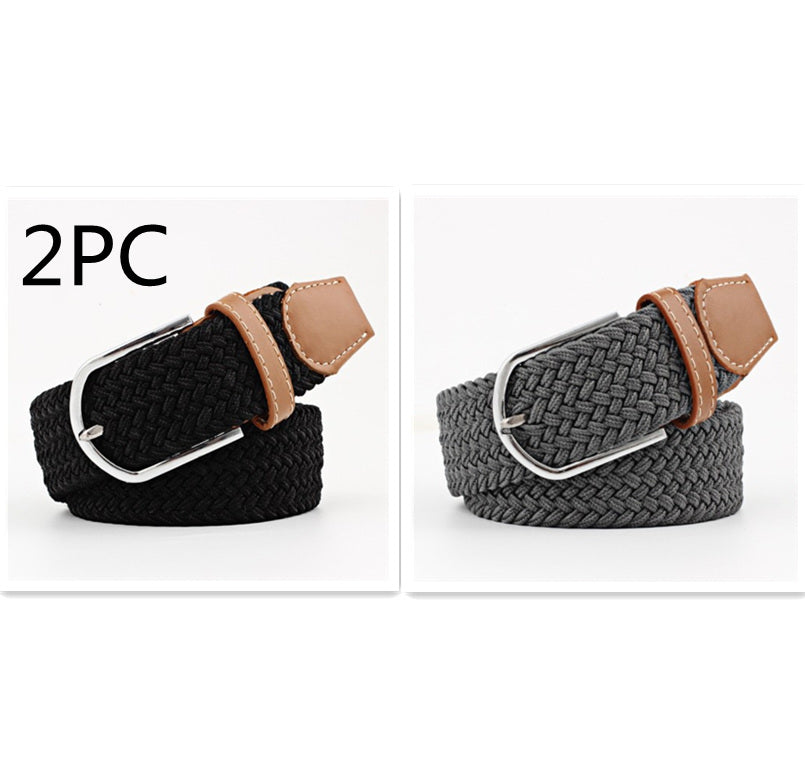Women's Canvas Student Casual Stretch Braided Needle Buckle Belt - Youthful Confidence