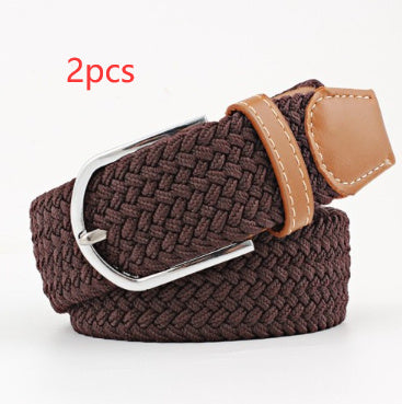 Women's Canvas Student Casual Stretch Braided Needle Buckle Belt - Youthful Confidence