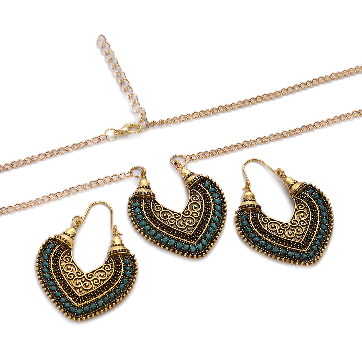 Colored Rope Winding Earrings Necklace Two-piece Set - Stylish & Elegant