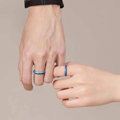 Blue Starry Sky Lovers Rings For Men And Women