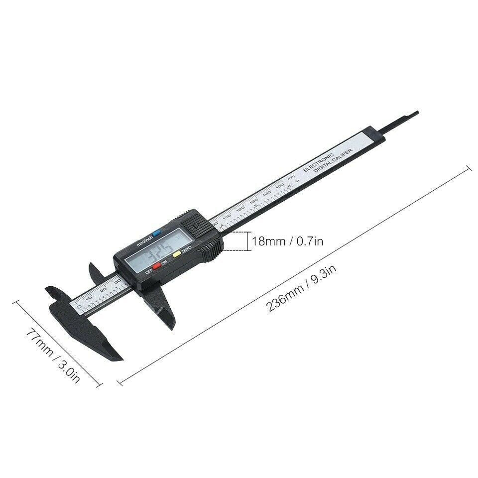 Carbin Fiber Elektronisk Digital Vernier Bromsok Mikrometer Guage LCD 6 150mm