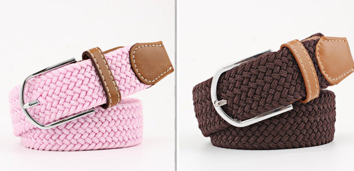 Women's Canvas Student Casual Stretch Braided Needle Buckle Belt - Youthful Confidence
