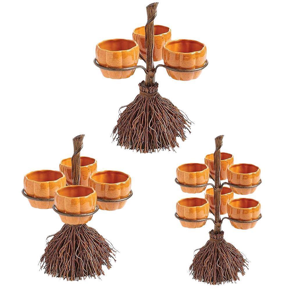 Halloween Broom Pumpkin Snack Bowl Rack Dekorationer Heminredning