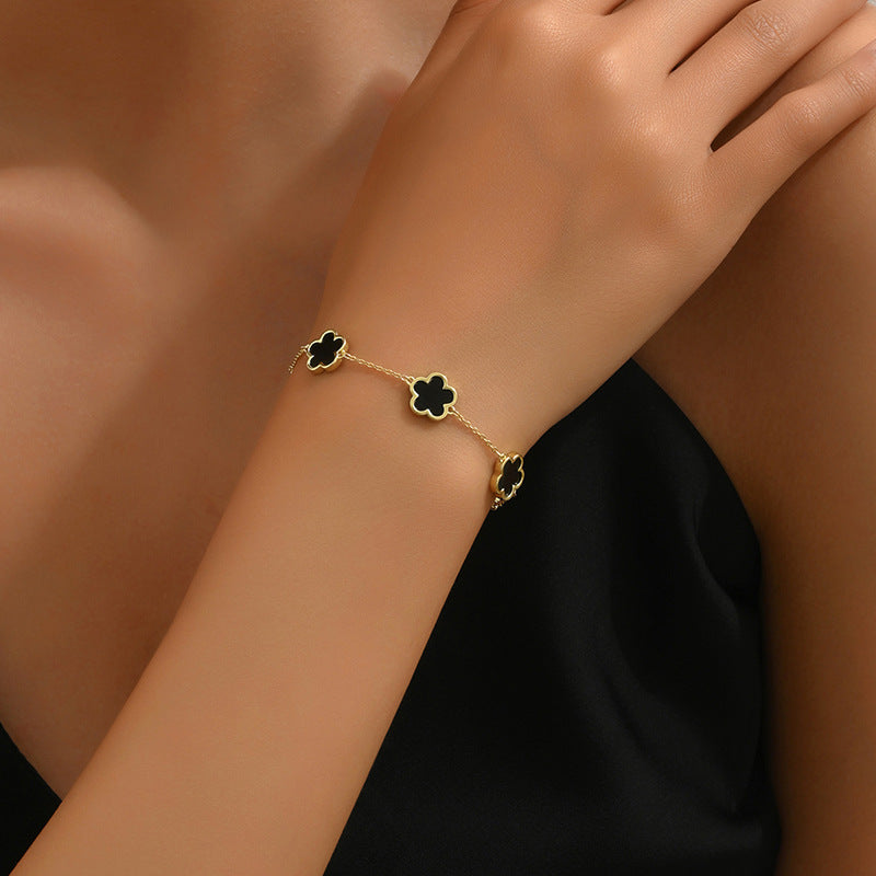 Äkta guldpläterat armband med fem kronblad för kvinnor