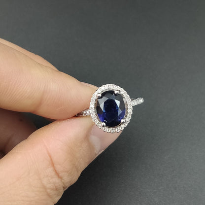 Bague de luxe en cristal rond en zircon