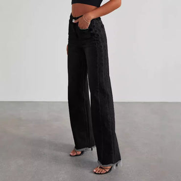 Fashion High Waist Jeans With Pockets - Comfortable Slim Fit