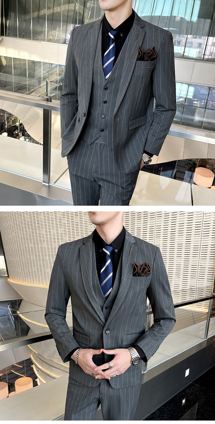 Striped Suit Men's Three-piece Suit