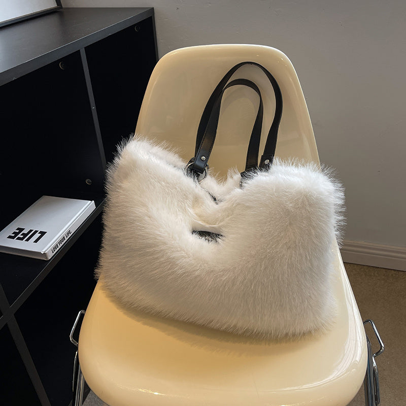 Sacs en peluche d'hiver pour femmes, sac à bandoulière à fleurs, sac à main