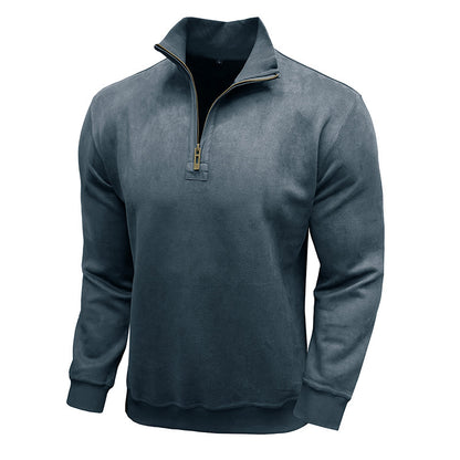 Men's Long-sleeved Zipped Stand Collar Sweater