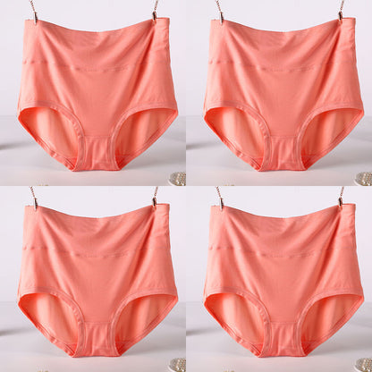 Women Underwear Soft Viscose Solid Color High Waist Panties 4pcs A Lot