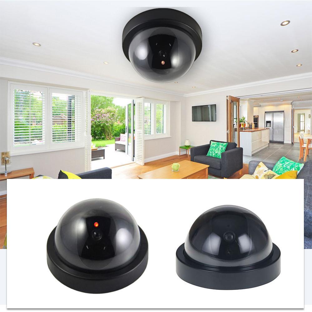 Svart plast Smart inomhus utomhus Dummy Home Dome Fake CCTV säkerhet Kamera med blinkande Röd LED Ljus.