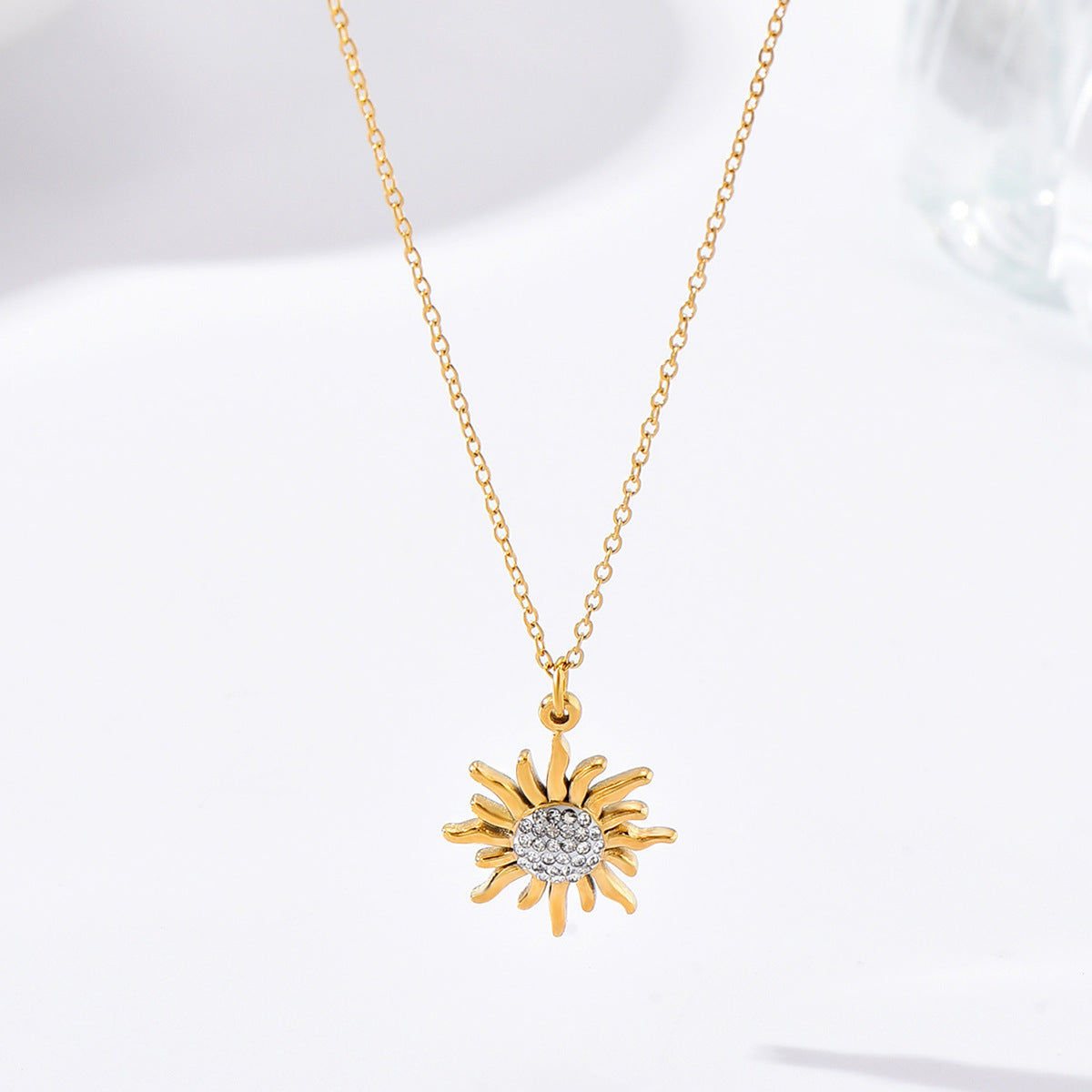 Gold SUNFLOWER Necklace For Women