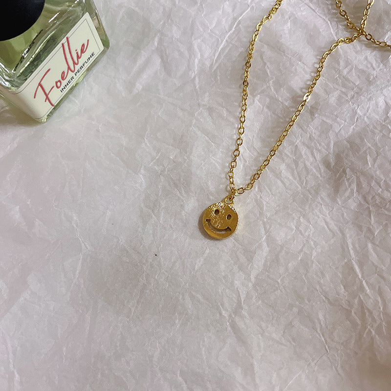 Fashion Round Necklace Hollow Smiley Necklace For Men And Women