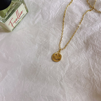 Fashion Round Necklace Hollow Smiley Necklace For Men And Women