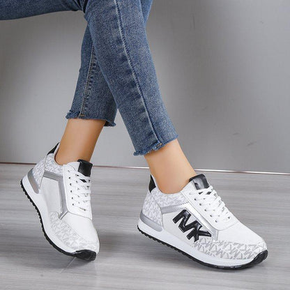 Women's Fashion Casual Printing Lace Up Round Toe Color Matching Running Shoes