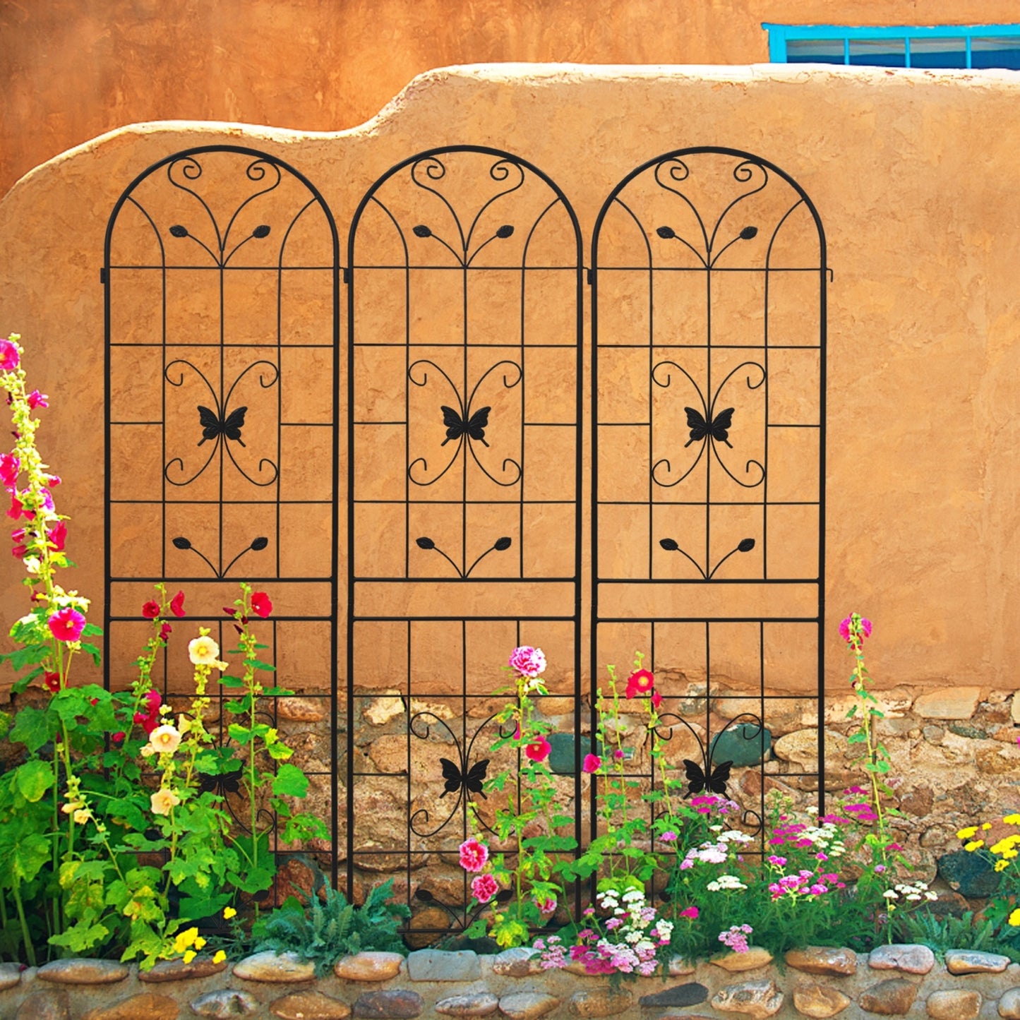 4 Pack Metal Garden Trellis 86.7x19.7Rustproof For Climbing Plants Outdoor