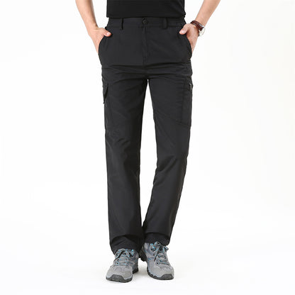 All Seasons Men Cargo Pants Solid Outdoor Casual Elastic Pants