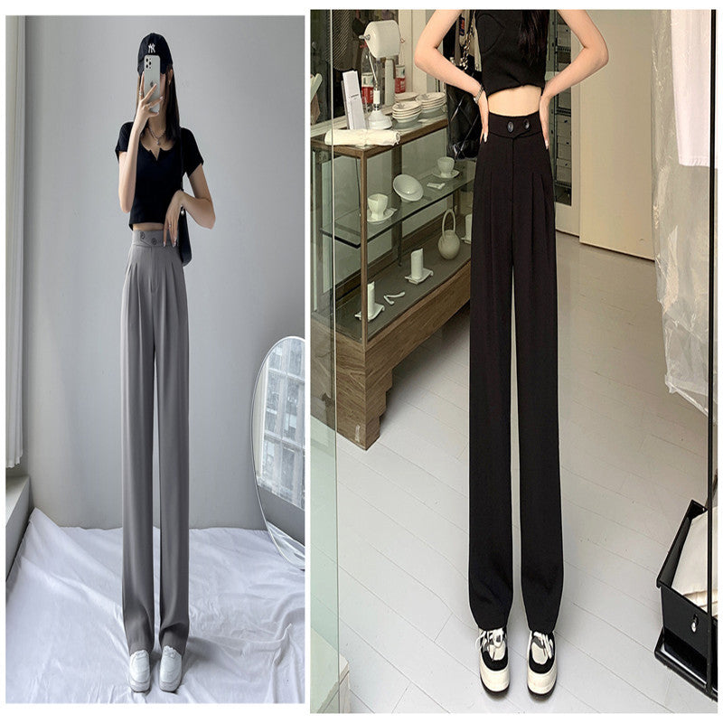 Costume drapé ample taille haute pour femmes, pantalon à jambes larges, nouvelle collection