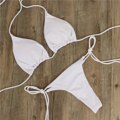 Halter Neck Tie Bikini Dam Split Tie Baddräkt