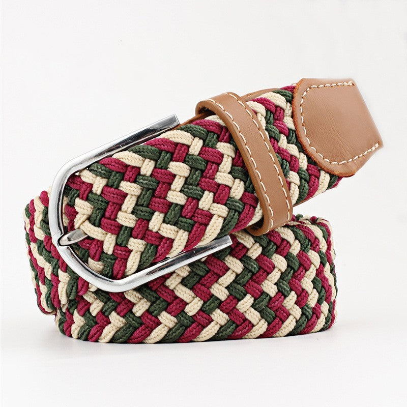 Women's Canvas Student Casual Stretch Braided Needle Buckle Belt - Youthful Confidence
